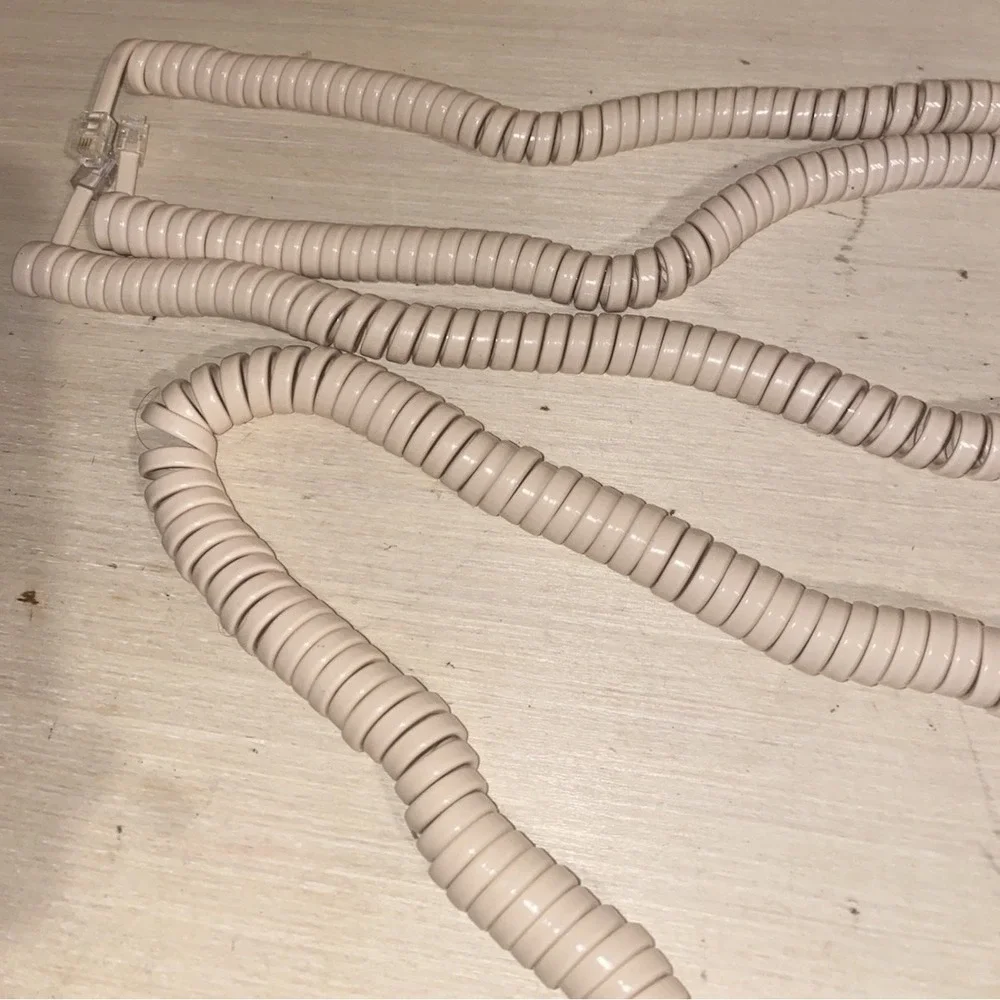 5 Vintage Beige Colored Phone Handset Cord for Landline Receiver